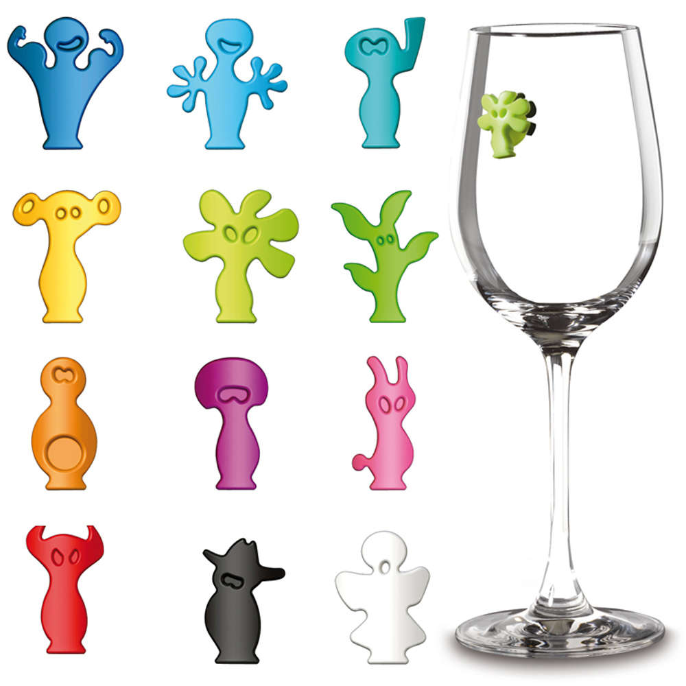 Drink Markers Silicone Glass Markers Party People / Charms set of 12 W