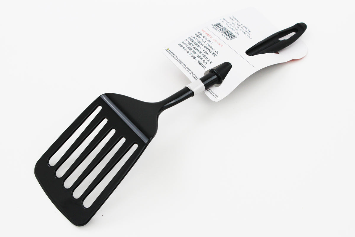 Fourté 12 1/4 Black High Heat Nylon Fish / Egg Turner / Spatula