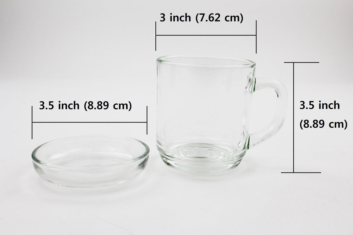 Clear Glass 7 oz Tea Mug Coffee Cup With Handle and Glass Lid