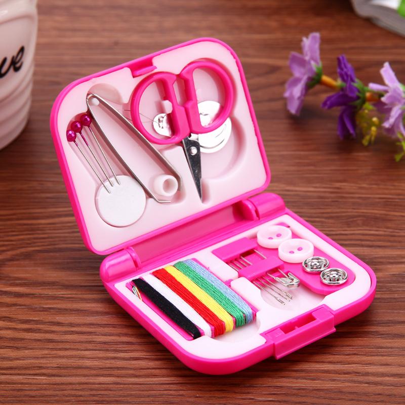 Pink white cute cat ear sewing storage box portable sewing kit diy