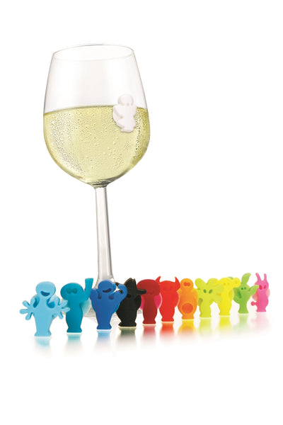 Drink Markers Silicone Glass Markers Party People / Charms set of 12 W/Suction