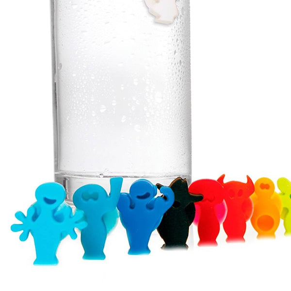 Drink Markers Silicone Glass Markers Party People / Charms set of 12 W/Suction
