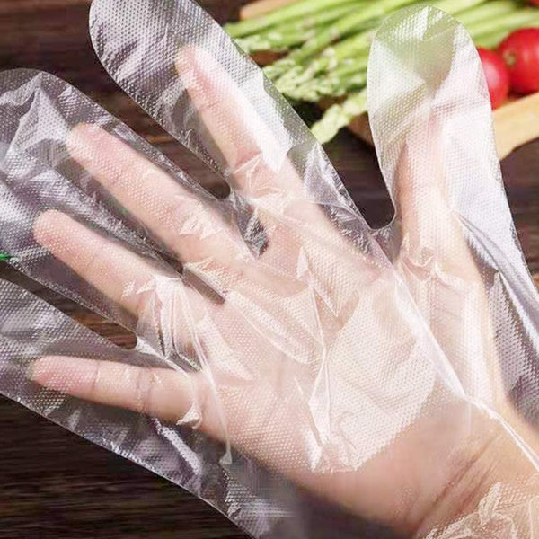 8 Packs of 50 PCS (400 PCS) Clear Disposable Gloves Food Prep Cleaning Catering Beauty Household
