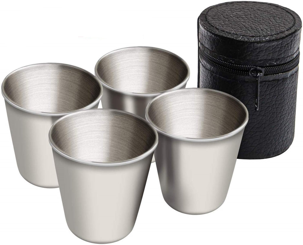 4 pcs 2.7 oz Portable Stainless Steel Drinking Shot Cup Sake Cup w