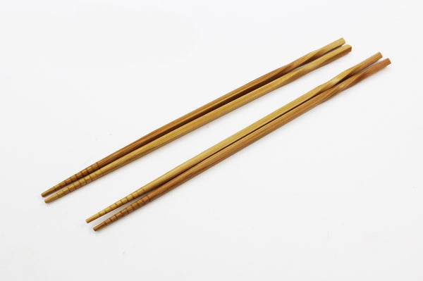 2 Pairs Bamboo Long Chopsticks Twisted Grip 12 in Long Multi Purpose Chopsticks
