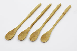 4 Pieces Bamboo Utensil Kitchen Wooden Long Tea Spoon Kitchen Tool