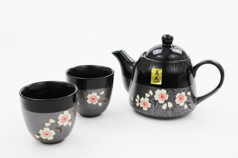 Ceramic Japanese Style 3 PCS Cherry Blossom Tea Set with Gift Box