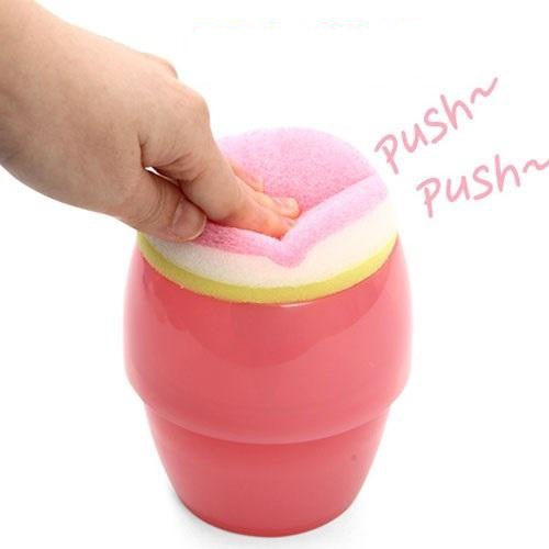 Dish Soap Dispenser for Kitchen and Sponge Push Pump Soap Dispense