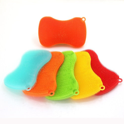 USA Seller Silicone Dish Wash Sponge Scrubber Kitchen Cleaning Anti-Bacteria