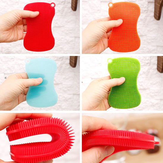 USA Seller Silicone Dish Wash Sponge Scrubber Kitchen Cleaning Anti-Bacteria