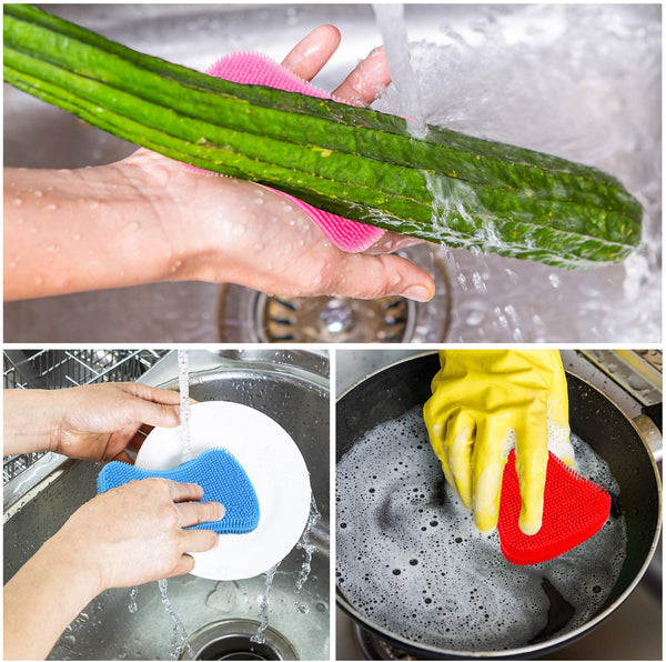 USA Seller Silicone Dish Wash Sponge Scrubber Kitchen Cleaning Anti-Bacteria