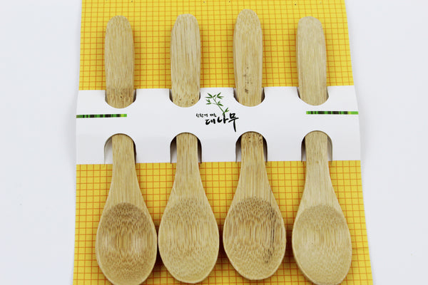 4 Pieces Bamboo Utensil Dessert Wooden Spoons Bamboo Spoons