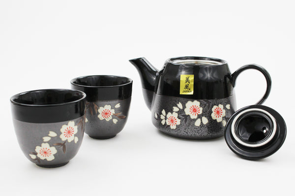 Ceramic Japanese Style 3 PCS Cherry Blossom Tea Set with Gift Box