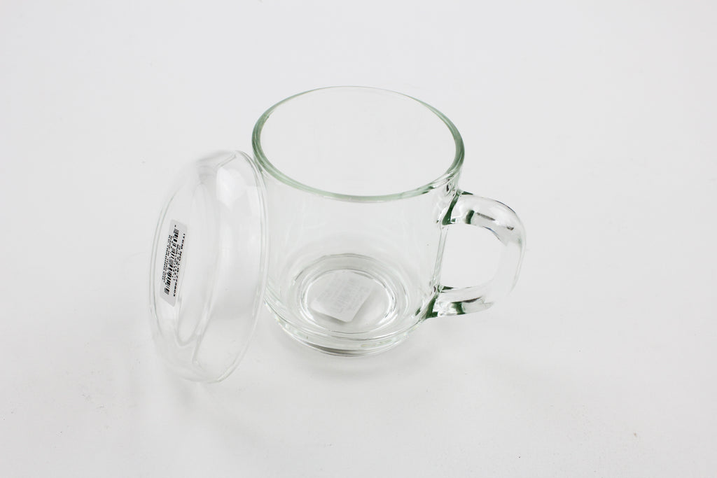 Clear Glass 7 oz Tea Mug Coffee Cup With Handle and Glass Lid – K