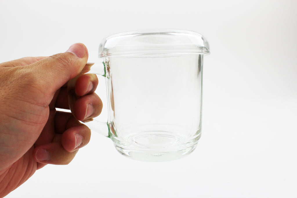 Clear Glass 7 oz Tea Mug Coffee Cup With Handle and Glass Lid – K-Big Store
