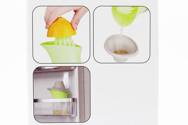 Glass 5 oz Citrus Juicer Strainer and Silicone Cap with Measurement Marking