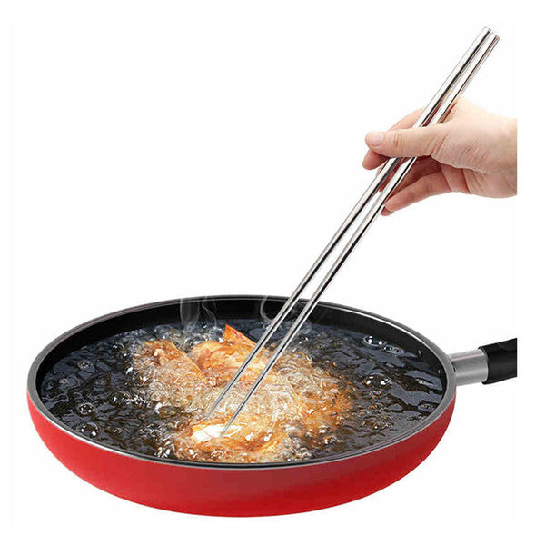 2 Pair Stainless Steel Long Chopsticks 13 inch Multi Purpose Chopsticks