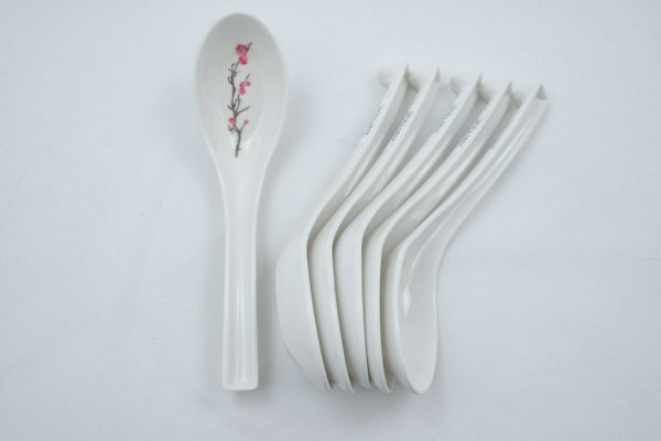 6 PCS Melamine Soup Spoons Flower Melamine Ramen Noodle Soup Spoons