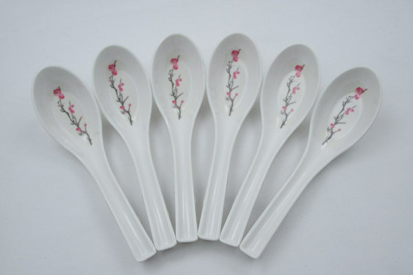 6 PCS Melamine Soup Spoons Flower Melamine Ramen Noodle Soup Spoons