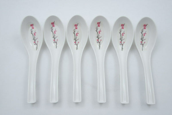 6 PCS Melamine Soup Spoons Flower Melamine Ramen Noodle Soup Spoons