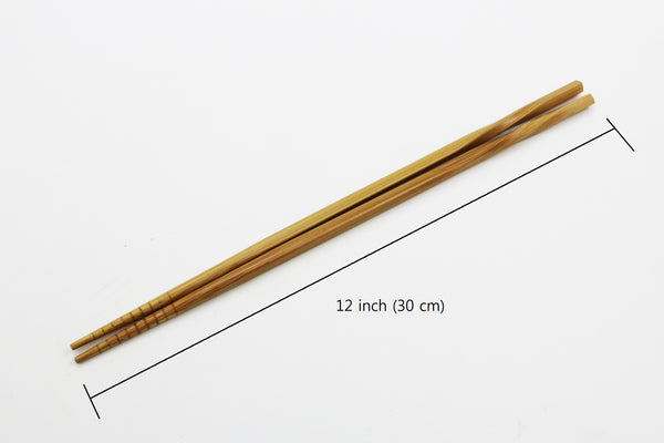 2 Pairs Bamboo Long Chopsticks Twisted Grip 12 in Long Multi Purpose Chopsticks