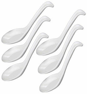 6 PCS Melamine Soup Spoons White Melamine Ramen Noodle Soup Spoons