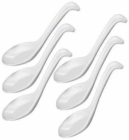 6 PCS Melamine Soup Spoons White Melamine Ramen Noodle Soup Spoons