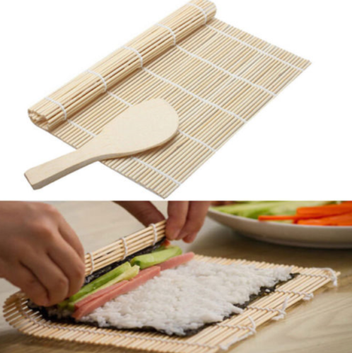 LEQC leqc 10pc set bamboo sushi mat 9.5 x 9.5 sushi roller - chef grade bamboo  sushi rolling mat - premium quality sushi mat rol