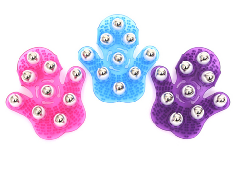 Palm Shaped Massage Glove Body Massager with 9 360-degree-roller Metal Roller