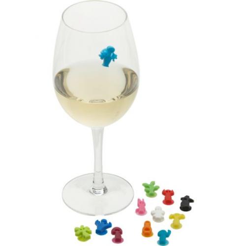 Drink Markers Silicone Glass Markers Party People / Charms set of 12 W/Suction